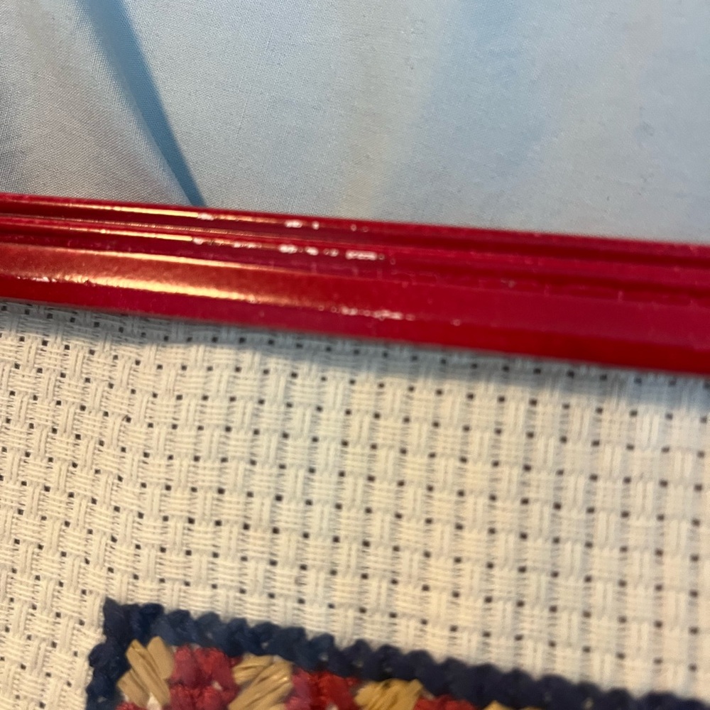 Framed Welcome Cross-Stitch Art in Red Frame - Picture 4 of 4